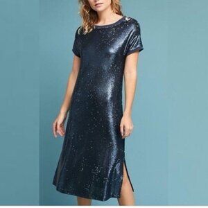 Anthropologie Moulinette Soeurs Interstellar Sequin Midi Dress – Navy | XS
